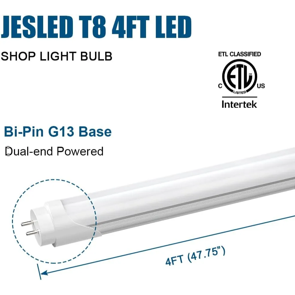 4ft t8 grow light bulbs JESLED Dual Row T8 LED Bulbs 4FT 24W Frosted