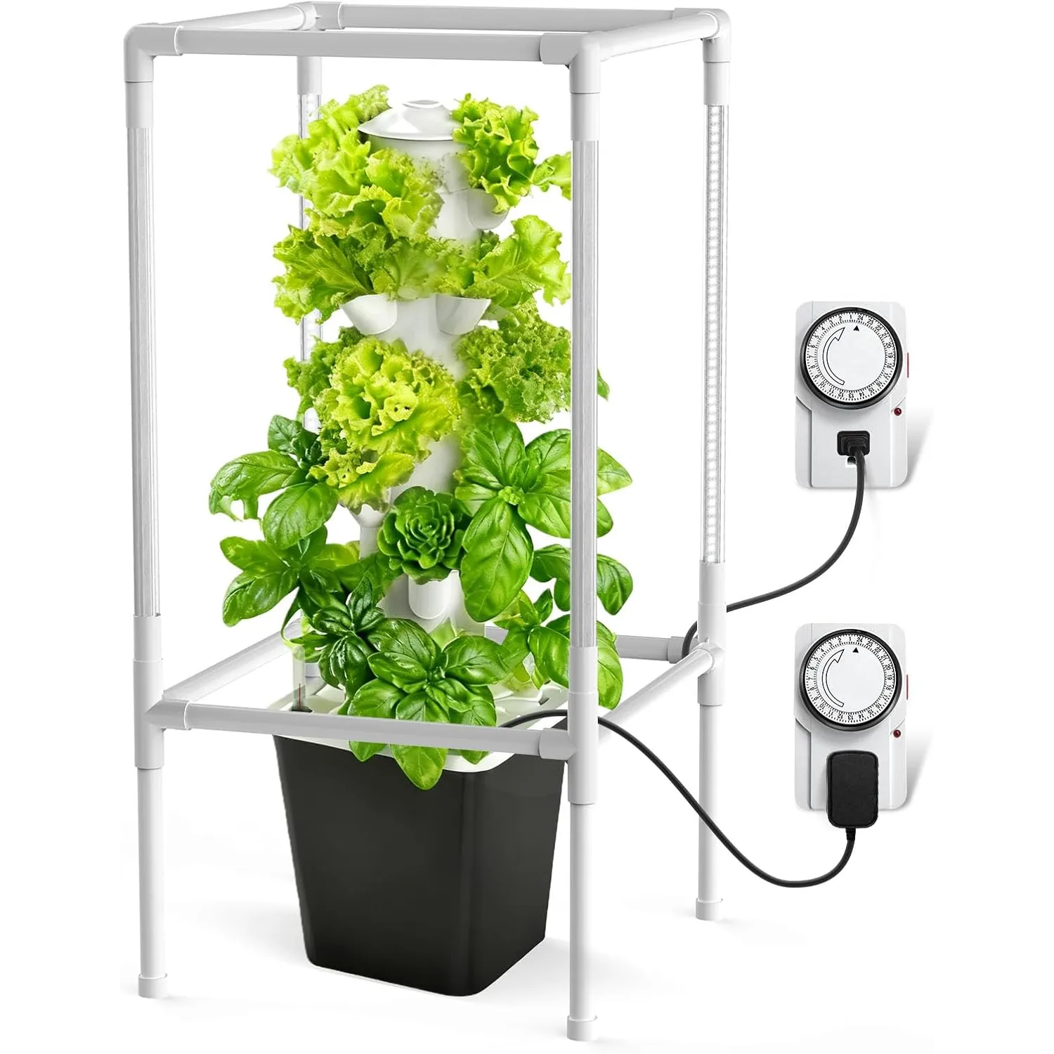 JESLED 10L Water Tank Hydroponic Tower with 5000K Full Spectrum Plant Grow  Lights
