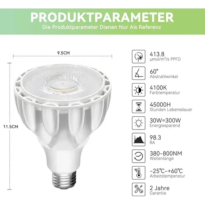full spectrum white led grow light bulb JESLED PAR30 30W LED Grow Light Full Spectrum High PPFD