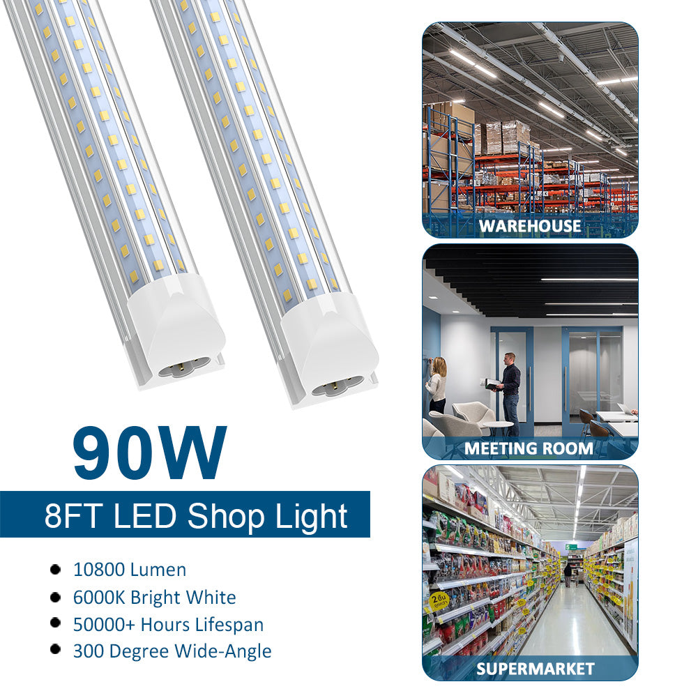 JESLED Super Bright D Shape LED Shop Lights 4FT, 8FT LED Light Fixtures  Linkable