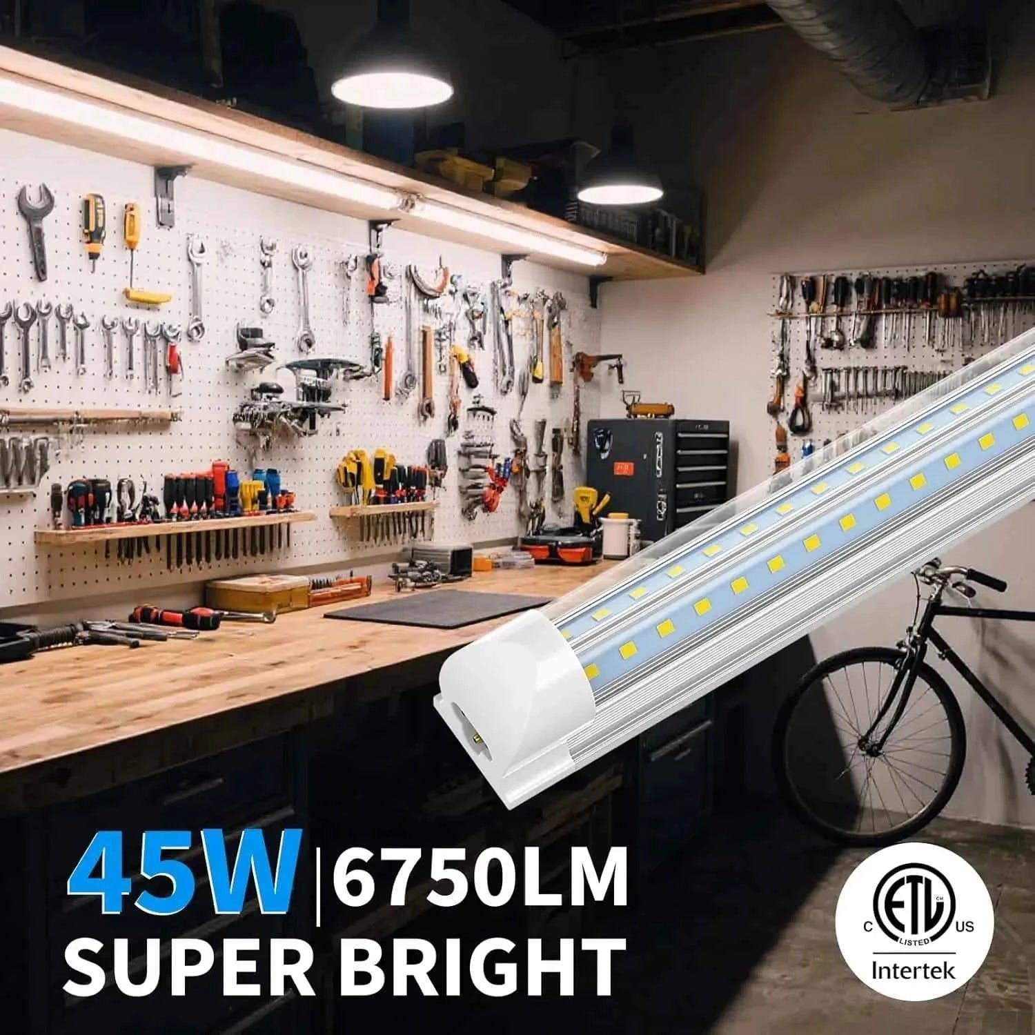 JESLED V Shape T8 LED Shop Light 4FT 45W Clear with Power Switch