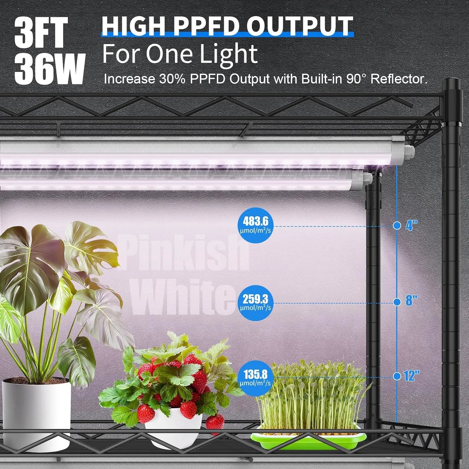 plant grow strip light JESLED 3FT 36W Waterproof Grow Lights Pinkish White Full Spectrum LED –  JESLED Lighting