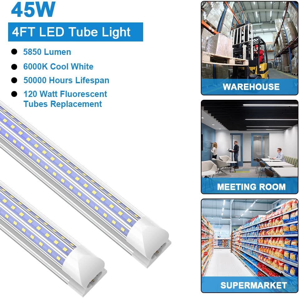 High Output 4FT 8FT LED Shop Light | D Shape T8 LED Tube