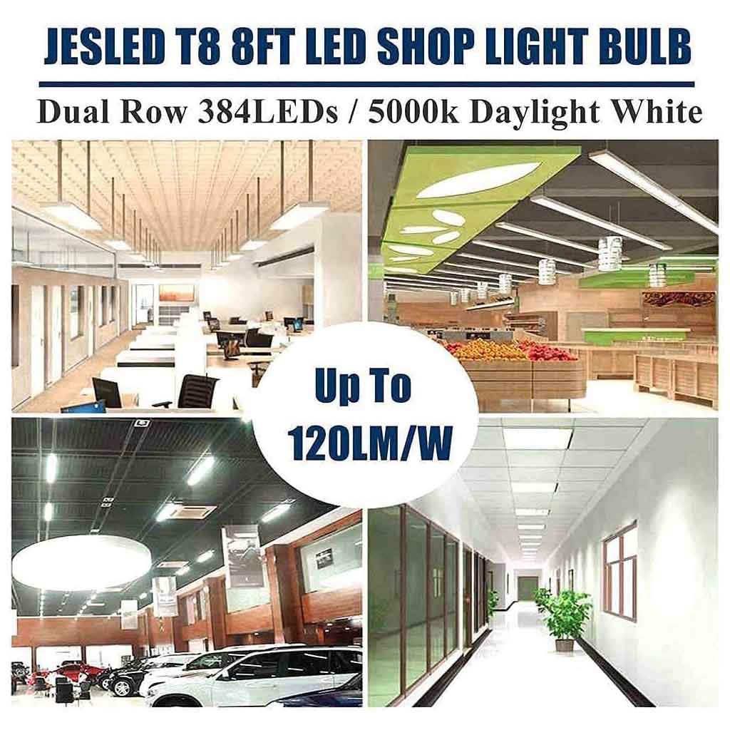 JESLED Dual Row T12 8FT LED Tubes, Single Pin FA8 LED Bulbs